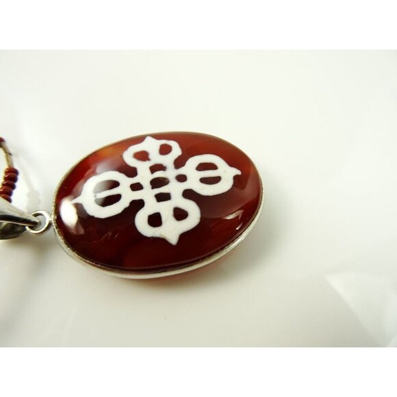 Tibetan Cross Stone Necklace Statement Choker Magnetic Clasp 16in - Picture 7 of 10